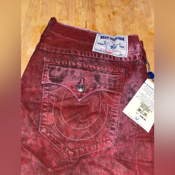 Nwt True Religion Men's Red Jeans Basic Straight M3F859TSM Size 42 - Picture 4 of 11